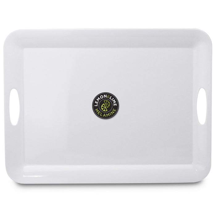 Lemon & Lime MELAMINE TRAY WITH HANDLES LARGE 50X38CM WHITE
