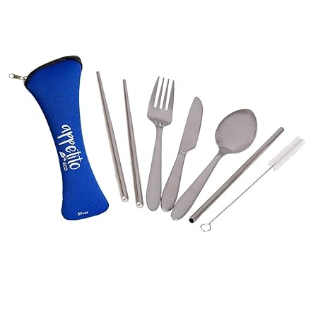 6 PCE S/S TRAVELLER'S CUTLERY SET SILVER