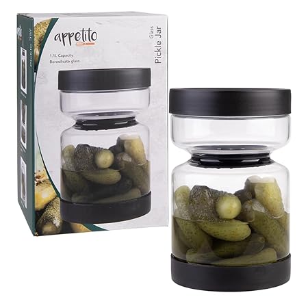 BOROSILICATE GLASS PICKLE JAR 1.1L BLACK