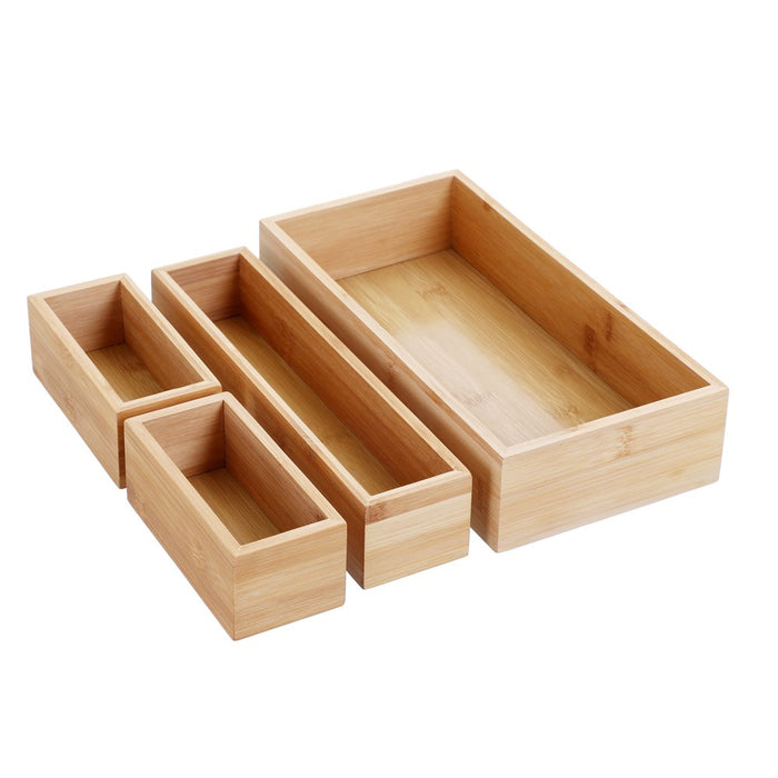 Boxsweden Bamboo Organisation Tray Set 4Pc 32X16X7Cm