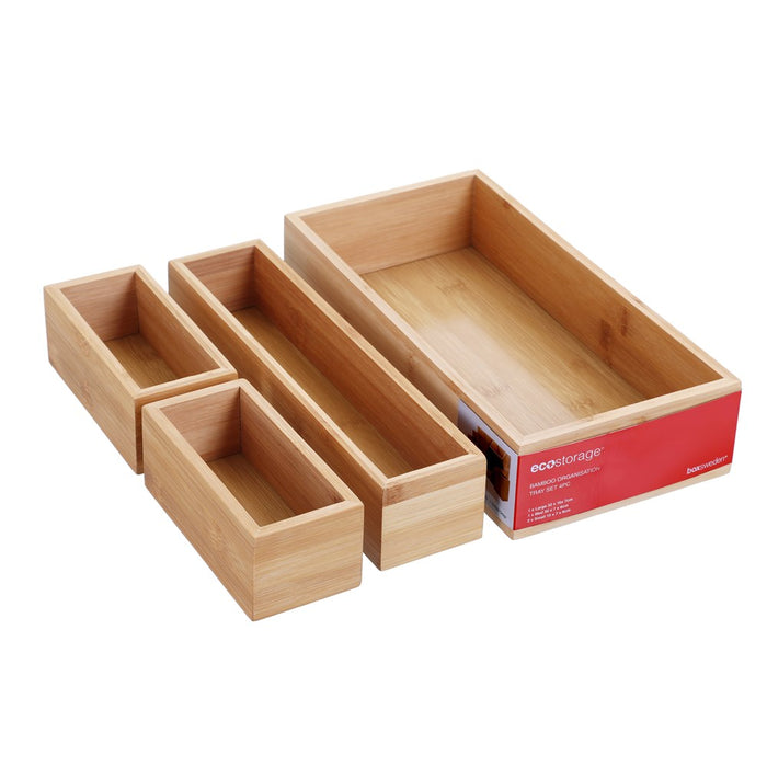 Boxsweden Bamboo Organisation Tray Set 4Pc 32X16X7Cm