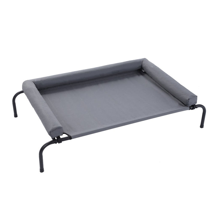 Paws & Claws ELEVATED PET BOLSTER BED 122X72X29CM GREY