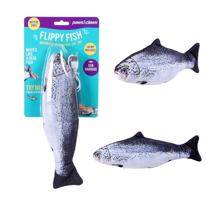 Paws & Claws FLIPPY FISH CAT TOY 28.5X8CM COLOURS