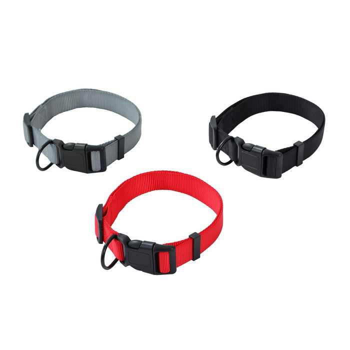 Paws & Claws ESSENTIALS DOG COLLAR LGE 45-65CM X 2.5CM COLOURS BLK/GREY/RED