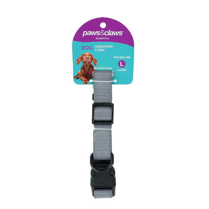 Paws & Claws ESSENTIALS DOG COLLAR LGE 45-65CM X 2.5CM COLOURS BLK/GREY/RED