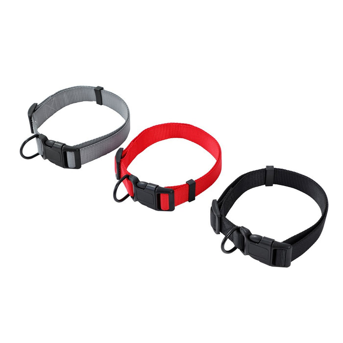 Paws & Claws ESSENTIALS DOG COLLAR LGE 45-65CM X 2.5CM COLOURS BLK/GREY/RED