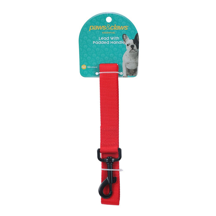 Paws & Claws ESSENTIALS DOG LEAD W/ PADDED HANDLE 150X2.5CM BLK/GREY/RED
