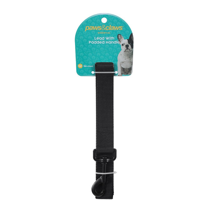 Paws & Claws ESSENTIALS DOG LEAD W/ PADDED HANDLE 150X2.5CM BLK/GREY/RED