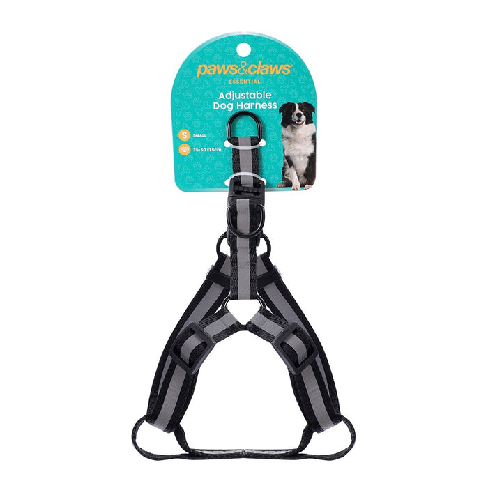 Paws & Claws ADJUSTABLE PET HARNESS SML 35-50x1.5CM BLK/GRY/RED