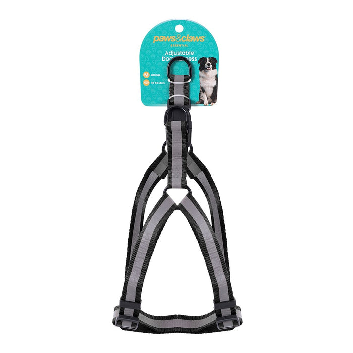 Paws & Claws ADJUSTABLE PET HARNESS MED 40-65X2CM BLK/GRY/RED