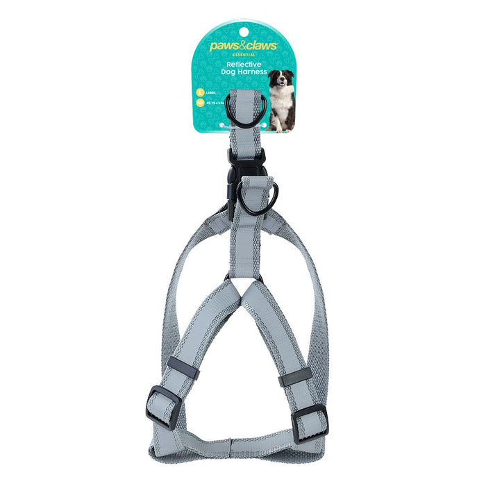 Paws & Claws ADJUSTABLE PET HARNESS LGE 45-75X2.5CM BLK/GRY/RED