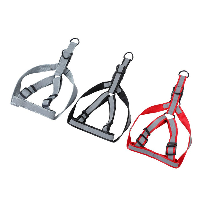 Paws & Claws ADJUSTABLE PET HARNESS LGE 45-75X2.5CM BLK/GRY/RED