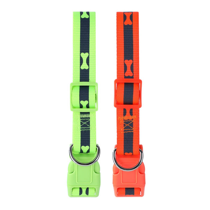 Paws & Claws REFLECTIVE COLLAR W/ BONE PRINT LGE 45-65X2.5CM