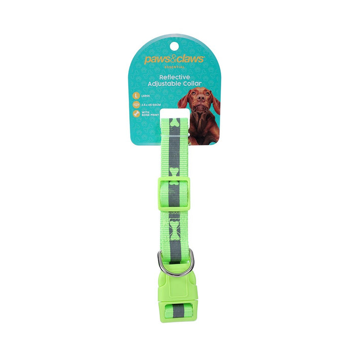 Paws & Claws REFLECTIVE COLLAR W/ BONE PRINT LGE 45-65X2.5CM
