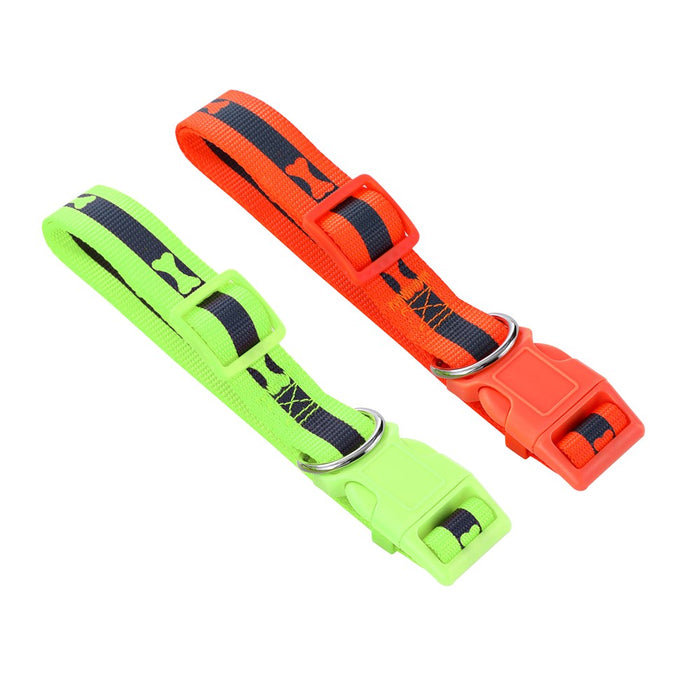 Paws & Claws REFLECTIVE COLLAR W/ BONE PRINT LGE 45-65X2.5CM
