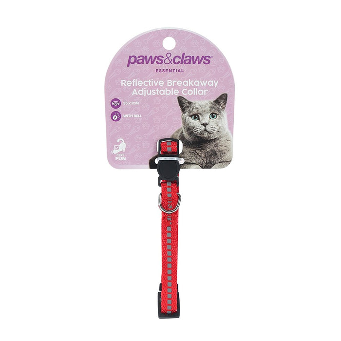 Paws & Claws REFLECTIVE CAT COLLAR NYLON W/ BELL 35X1CM COLS