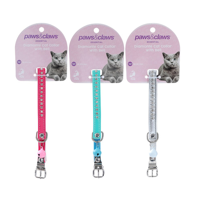 Paws & Claws DIAMONTE CAT COLLAR W/ BELL 22-30X1CM COLS