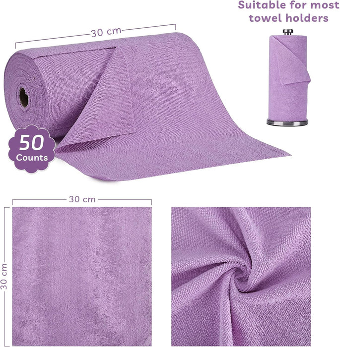 Socrates Microfiber Cleaning Cloth Roll – 50 Tear-Away, Ultra-Absorbent, Reusable, Washable, Quick-Dry Towels.
