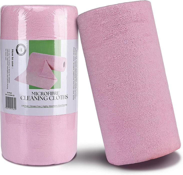 Socrates Microfiber Cleaning Cloth Roll – 50 Tear-Away, Ultra-Absorbent, Reusable, Washable, Quick-Dry Towels.