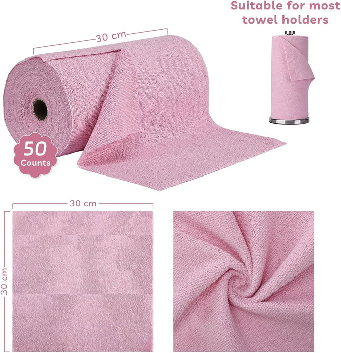 Socrates Microfiber Cleaning Cloth Roll – 50 Tear-Away, Ultra-Absorbent, Reusable, Washable, Quick-Dry Towels.