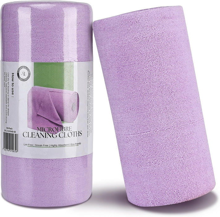 Socrates Microfiber Cleaning Cloth Roll – 50 Tear-Away, Ultra-Absorbent, Reusable, Washable, Quick-Dry Towels.