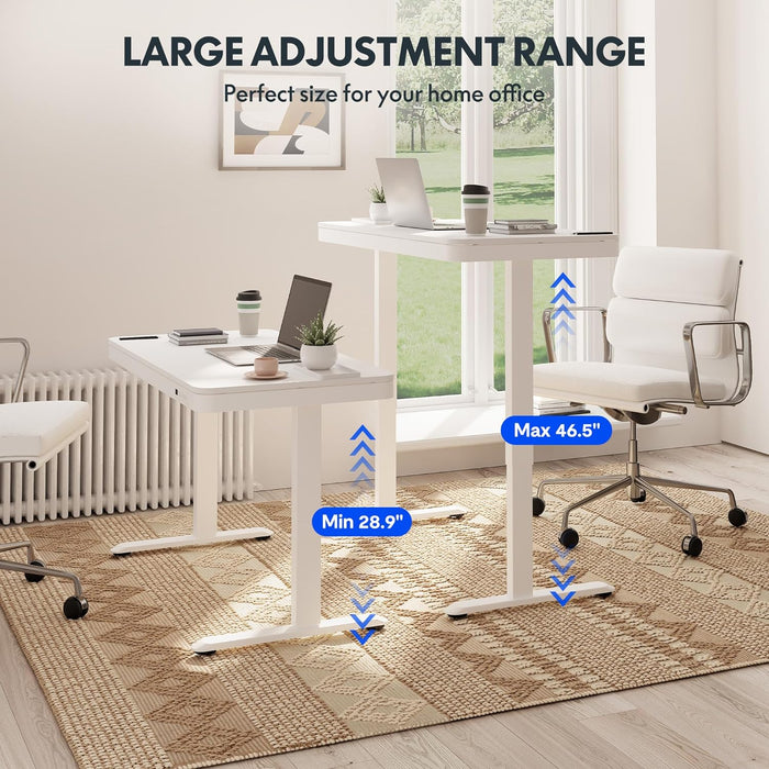 FLEXISPOT EW8 Comhar Electric Standing Desk with Drawers Charging USB A to C Port, Height Adjustable 120 CM Whole-Piece Quick Install Home Office Computer Laptop Table with Storage (White Top + Frame)