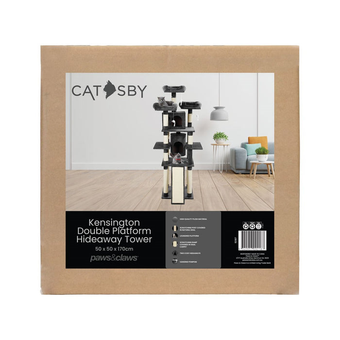 Paws & Claws CATSBY KENSINGTON CAT HOUSE 50X50X170CM CHARCOAL