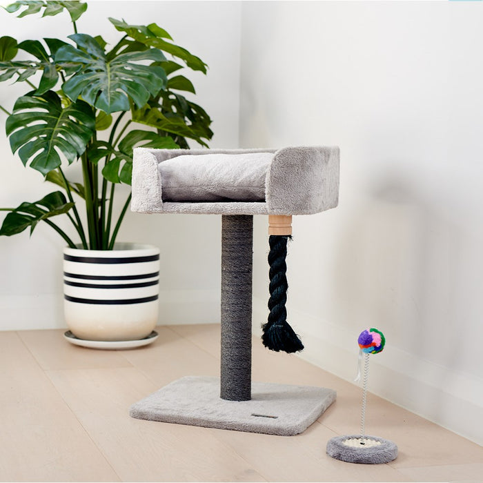 Paws & Claws CATSBY FITZROY SCRATCHING POST 40X40X60CM SILVER + GREY SISAL