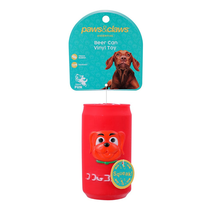 Paws & Claws BEER CAN VINYL PET TOY 11CM COLOURS