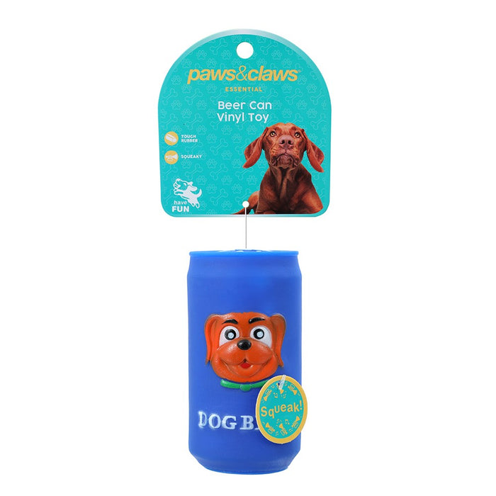 Paws & Claws BEER CAN VINYL PET TOY 11CM COLOURS