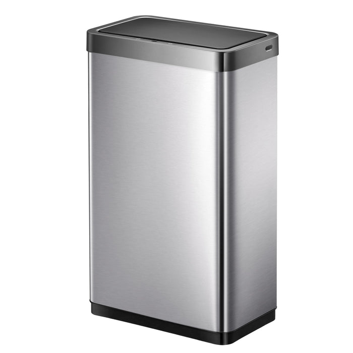 Mirage-X Sensor Can with Liner – 47L / 12.4 Gal Touchless Rectangular Motion Sensor Trash Can with Removable Liner, Brushed Stainless Steel Finish