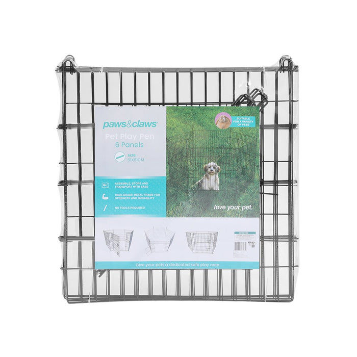 Paws & Claws PET PLAY PEN 6 SIDED MED 61X61CM X 6 PANELS