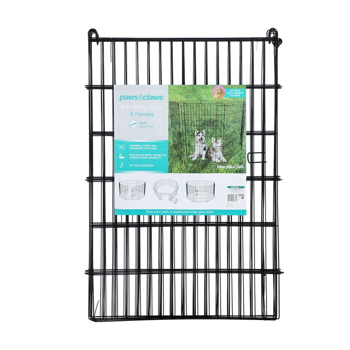 Paws & Claws PET PLAY PEN 8 SIDED LGE 61X91CM X 8 PANELS