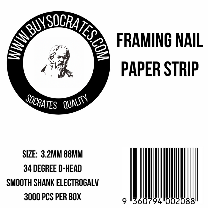 Framing Nails 34 Deg Smooth 3.2mm 88mm Electro - 3000 Pcs per Box