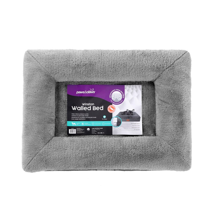 Paws & Claws WINSTON ORTHOPEDIC FOAM WALLED BED MED 70X50X17CM GREY