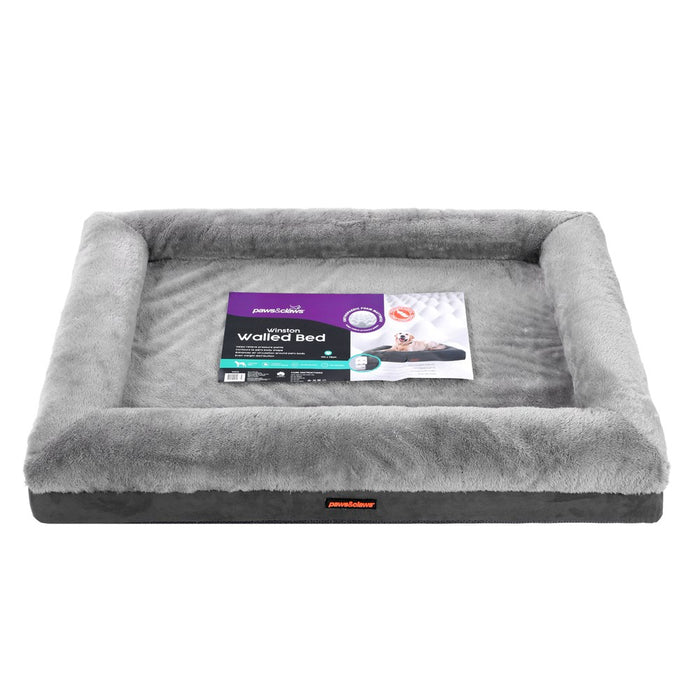 Paws & Claws WINSTON ORTHOPEDIC FOAM WALLED BED LGE 103X76X17CM GREY