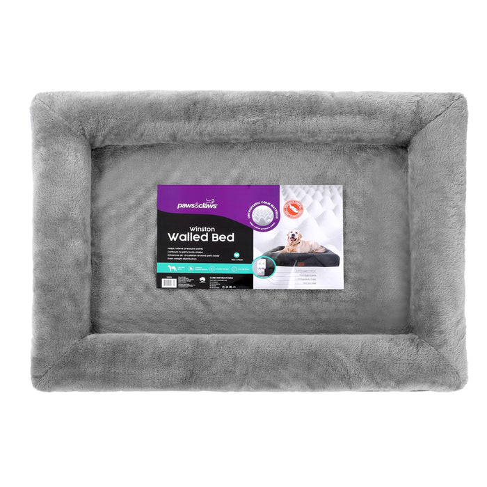 Paws & Claws WINSTON ORTHOPEDIC FOAM WALLED BED LGE 103X76X17CM GREY