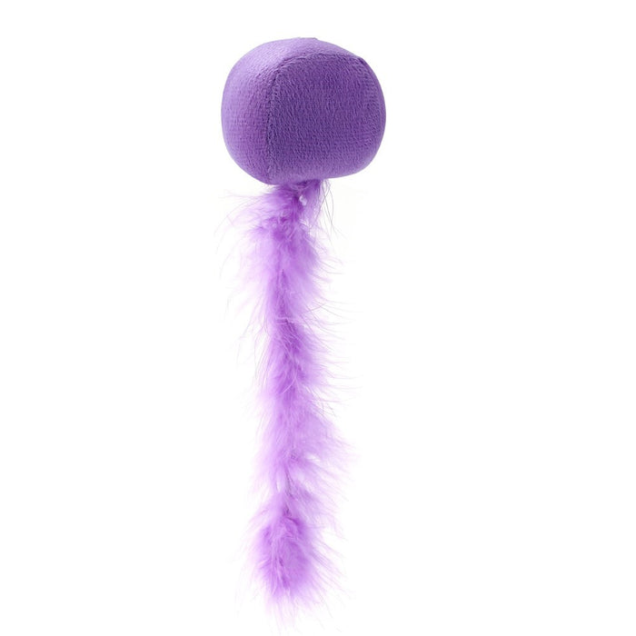 Paws & Claws PLUSH BALL W/ FEATHER TAIL CAT TOY 20X5CM