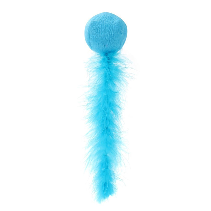 Paws & Claws PLUSH BALL W/ FEATHER TAIL CAT TOY 20X5CM