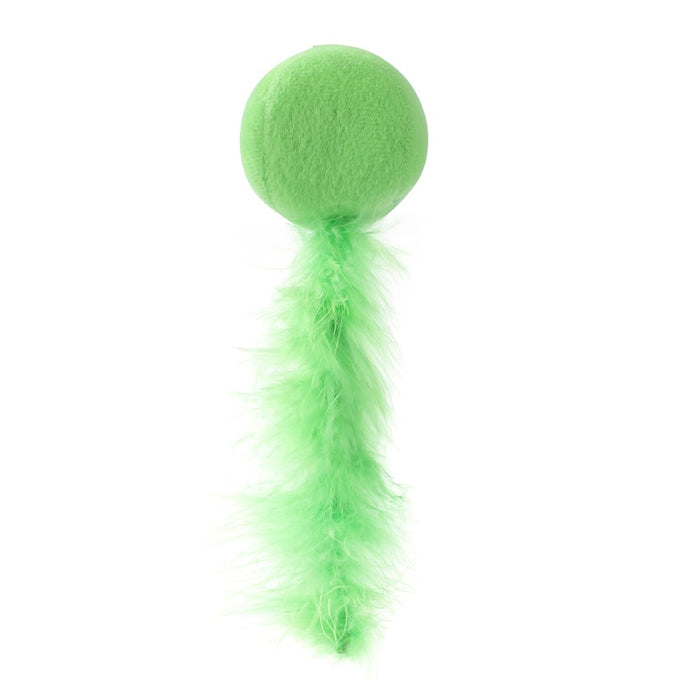 Paws & Claws PLUSH BALL W/ FEATHER TAIL CAT TOY 20X5CM