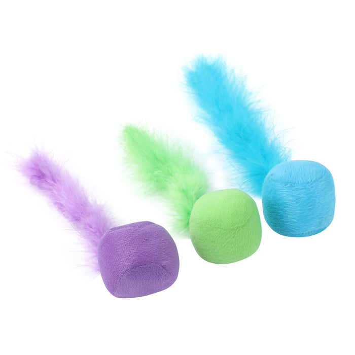 Paws & Claws PLUSH BALL W/ FEATHER TAIL CAT TOY 20X5CM