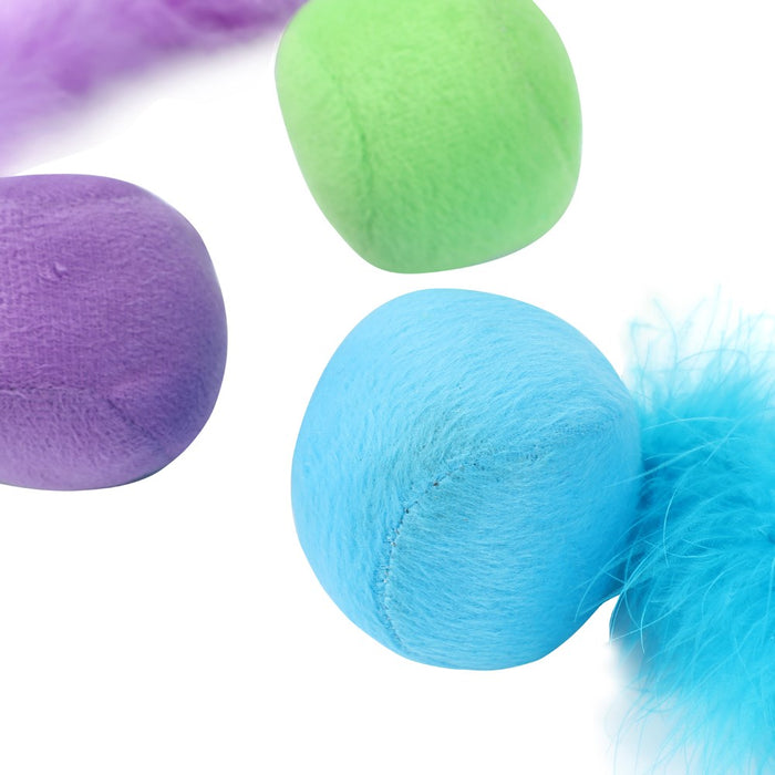 Paws & Claws PLUSH BALL W/ FEATHER TAIL CAT TOY 20X5CM