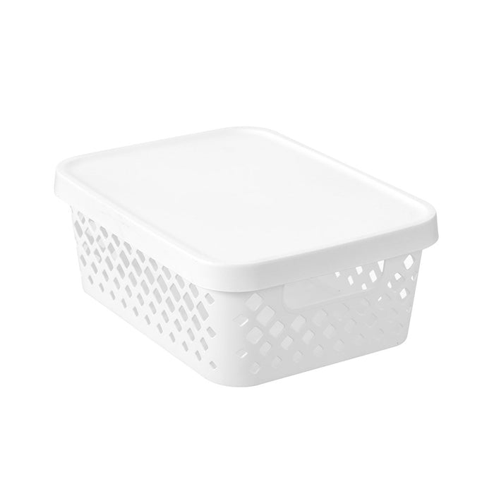 Boxsweden Boxsweden Diamond Storage Basket Lidded 10L 36X27X13.5Cm White