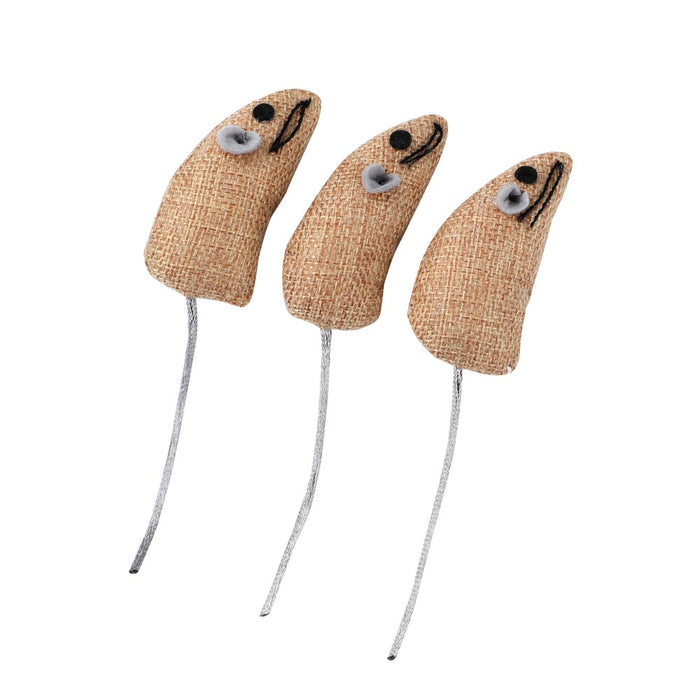 Paws & Claws CANVAS MOUSE CAT TOY 3PK 6.5X3CM