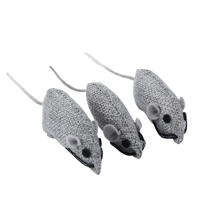 Paws & Claws CANVAS MOUSE CAT TOY 3PK 6.5X3CM