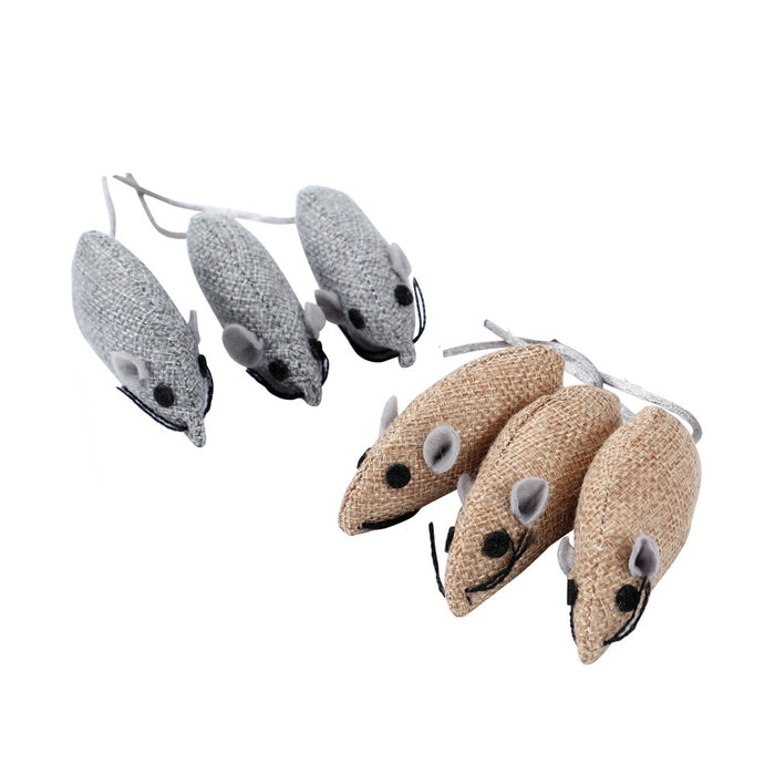 Paws & Claws CANVAS MOUSE CAT TOY 3PK 6.5X3CM