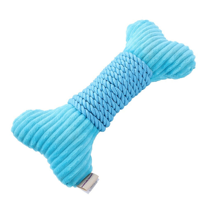Paws & Claws ROPED-UP PLUSH BONE AQUA 30X14CM