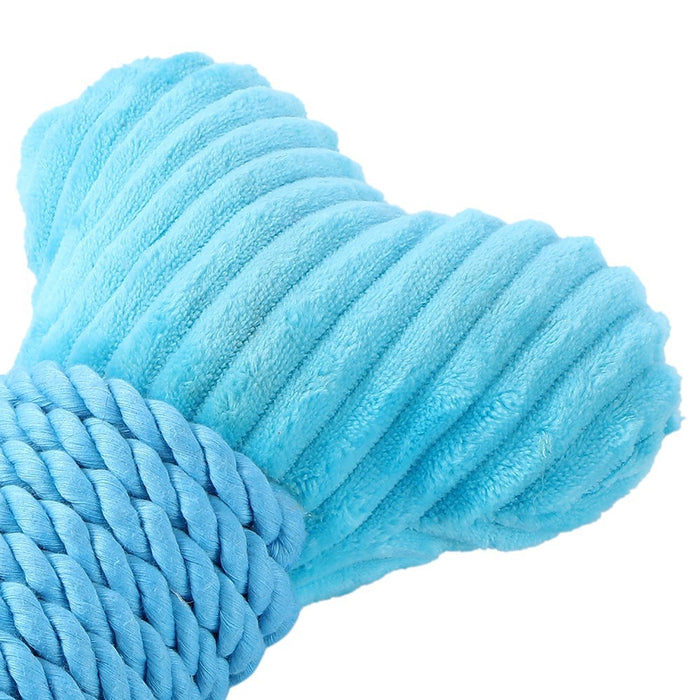 Paws & Claws ROPED-UP PLUSH BONE AQUA 30X14CM