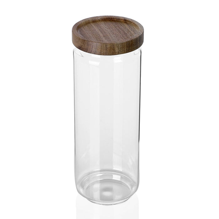 Lemon & Lime WOODEND GLASS CANISTER 1.4L 9X9X25CM