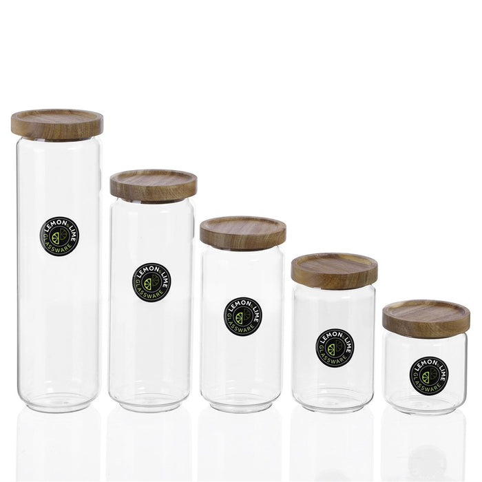 Lemon & Lime WOODEND GLASS CANISTER 1.65L 9X9X30CM